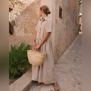 Sauths VERNAZA - LINEN DRESS IN ALMOND NWT 2XL